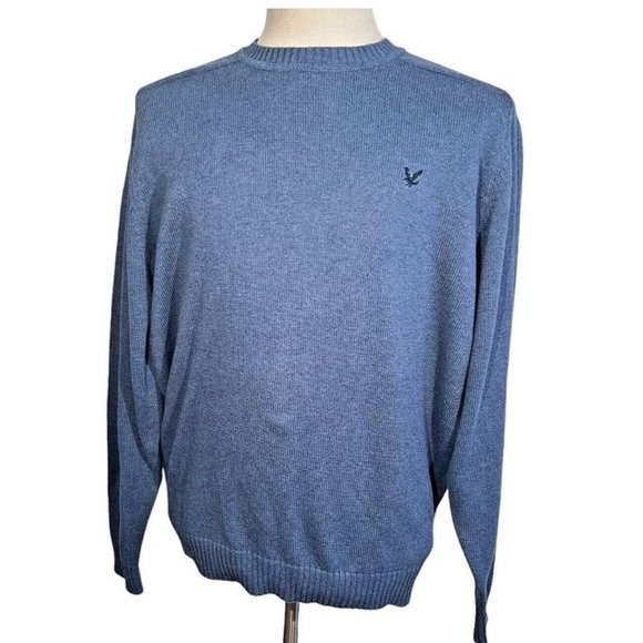 Mens Lyle & Scott Sweater Size Large Scotland Pullover Crew Neck Cotton Blue - Picture 1 of 6